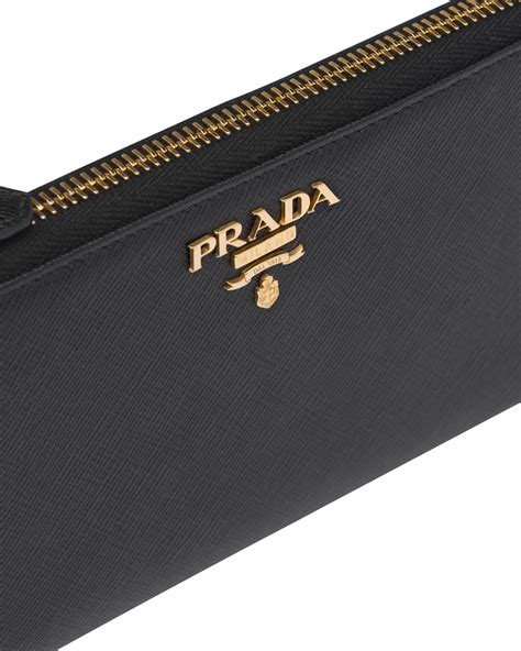 prada wallet on strap saffiano leather nero black|prada large saffiano leather wallet.